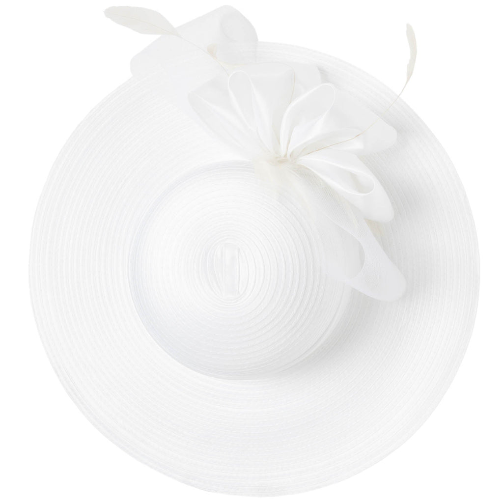 Women's Round Crown Organza Bow Dress Hat