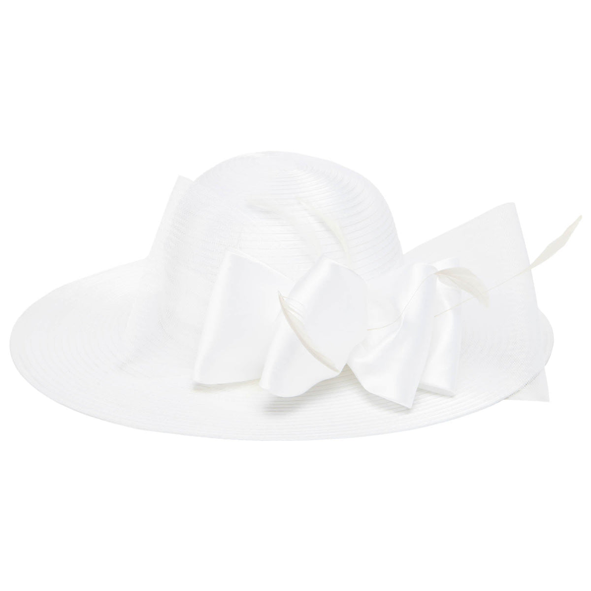 Women's Round Crown Organza Bow Dress Hat