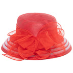 Women's Red Dress Hat with Organza Bow