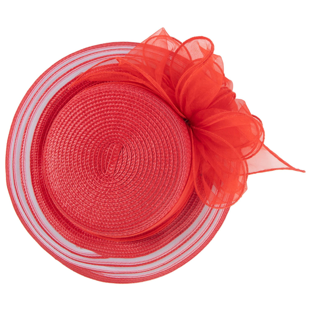Women's Red Dress Hat with Organza Bow