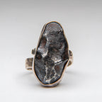 Genuine Campo Del Cielo Meteorite Sterling Silver Adjustable Ring