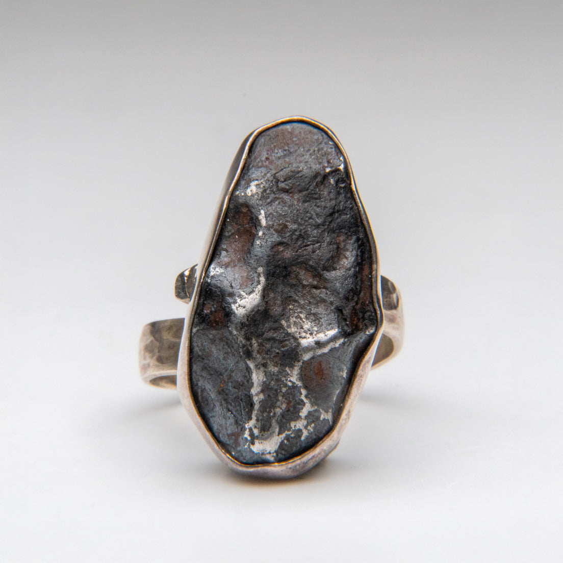 Genuine Campo Del Cielo Meteorite Sterling Silver Adjustable Ring