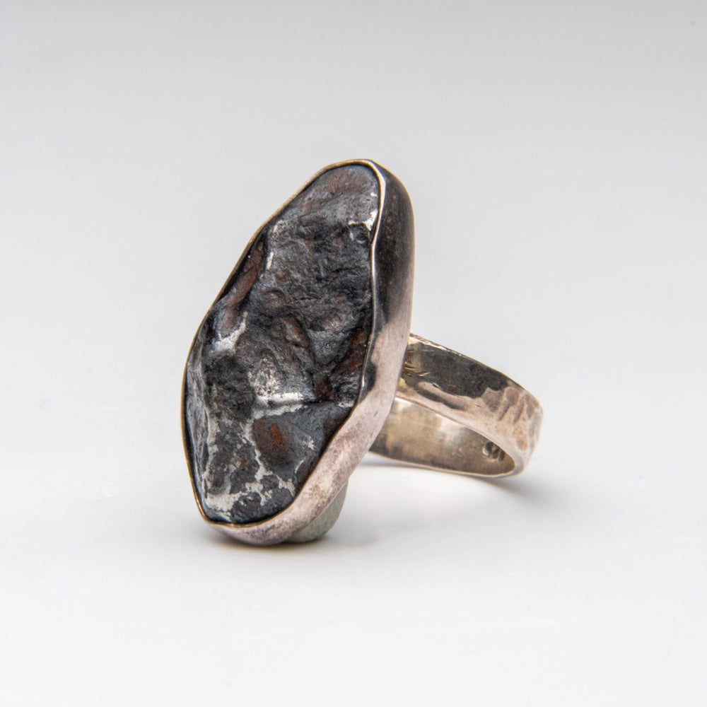 Genuine Campo Del Cielo Meteorite Sterling Silver Adjustable Ring
