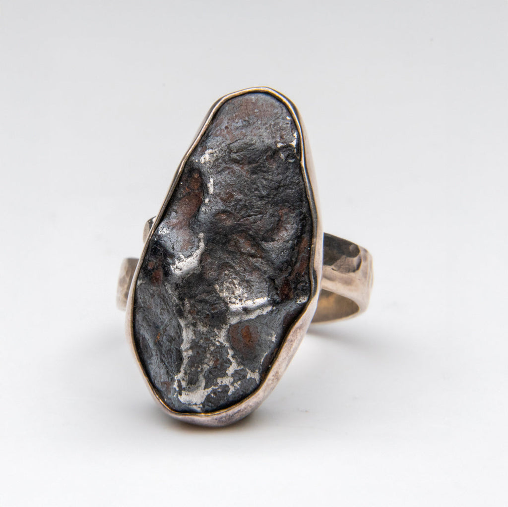 Genuine Campo Del Cielo Meteorite Sterling Silver Adjustable Ring