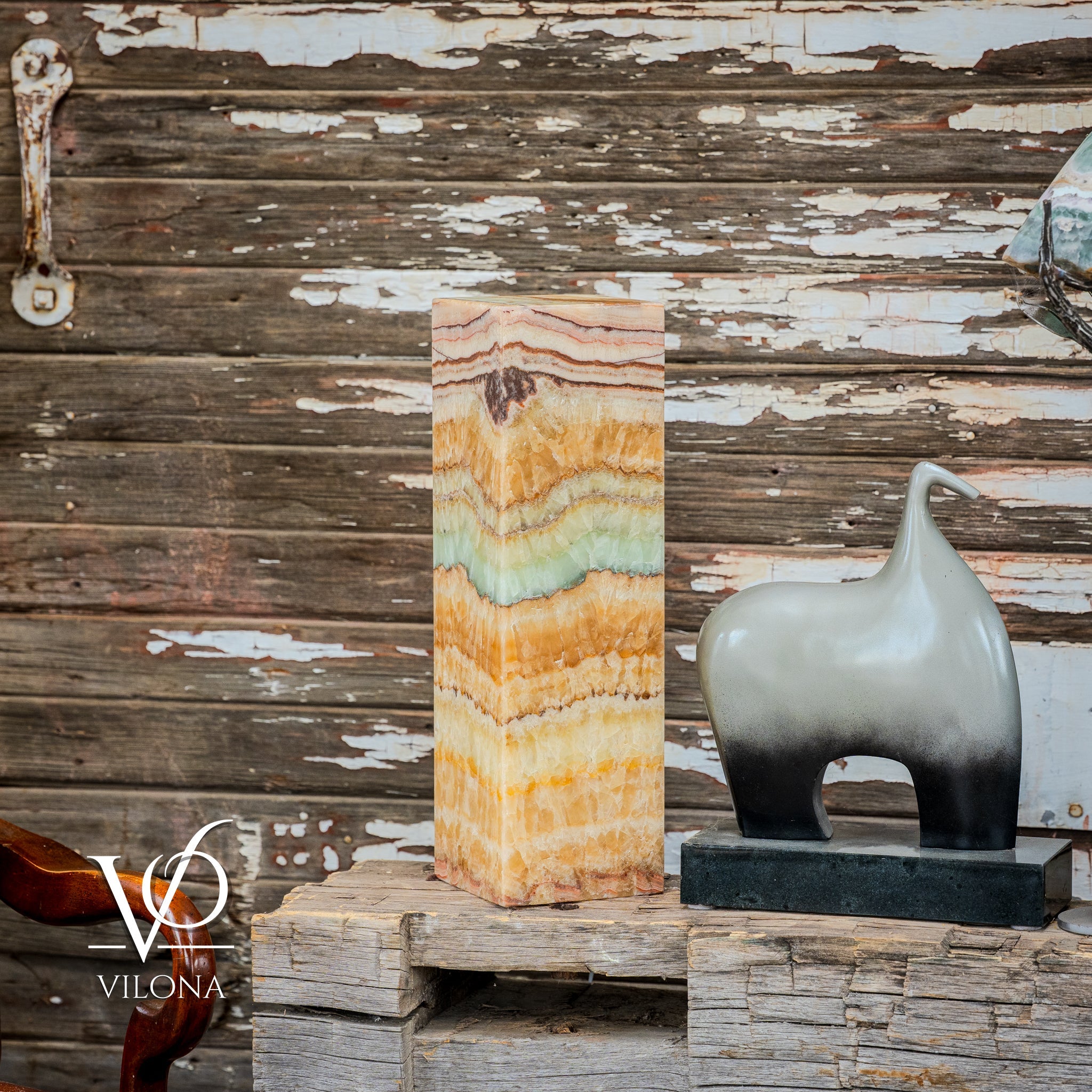 Aqua Onyx Square Table Lamp - 20" Tall, x 6"x 6" (Medium #67)