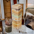 Aqua Onyx Square Table Lamp - 20" Tall, x 6"x 6" (Medium #68)