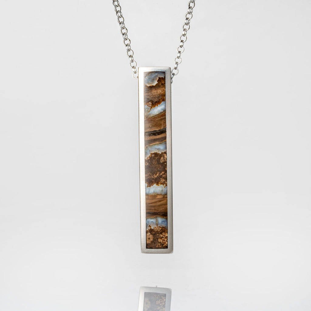 Genuine Mammoth Molar Ingot Pendant with 18" Sterling Necklace