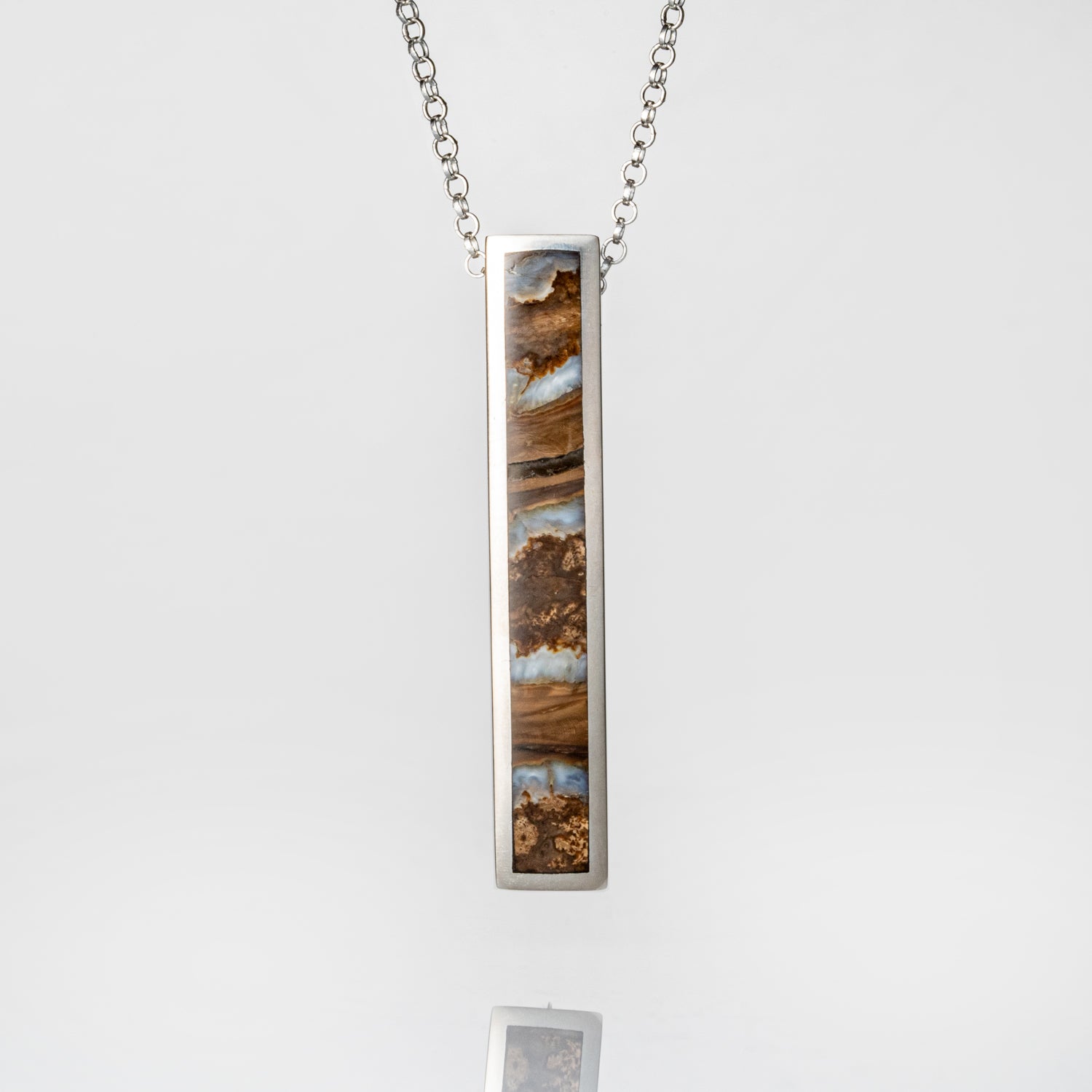 Genuine Mammoth Molar Ingot Pendant with 18" Sterling Necklace