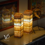 Aqua Onyx Square Table Lamp - 20" Tall, x 6"x 6" (Medium Pair #72)