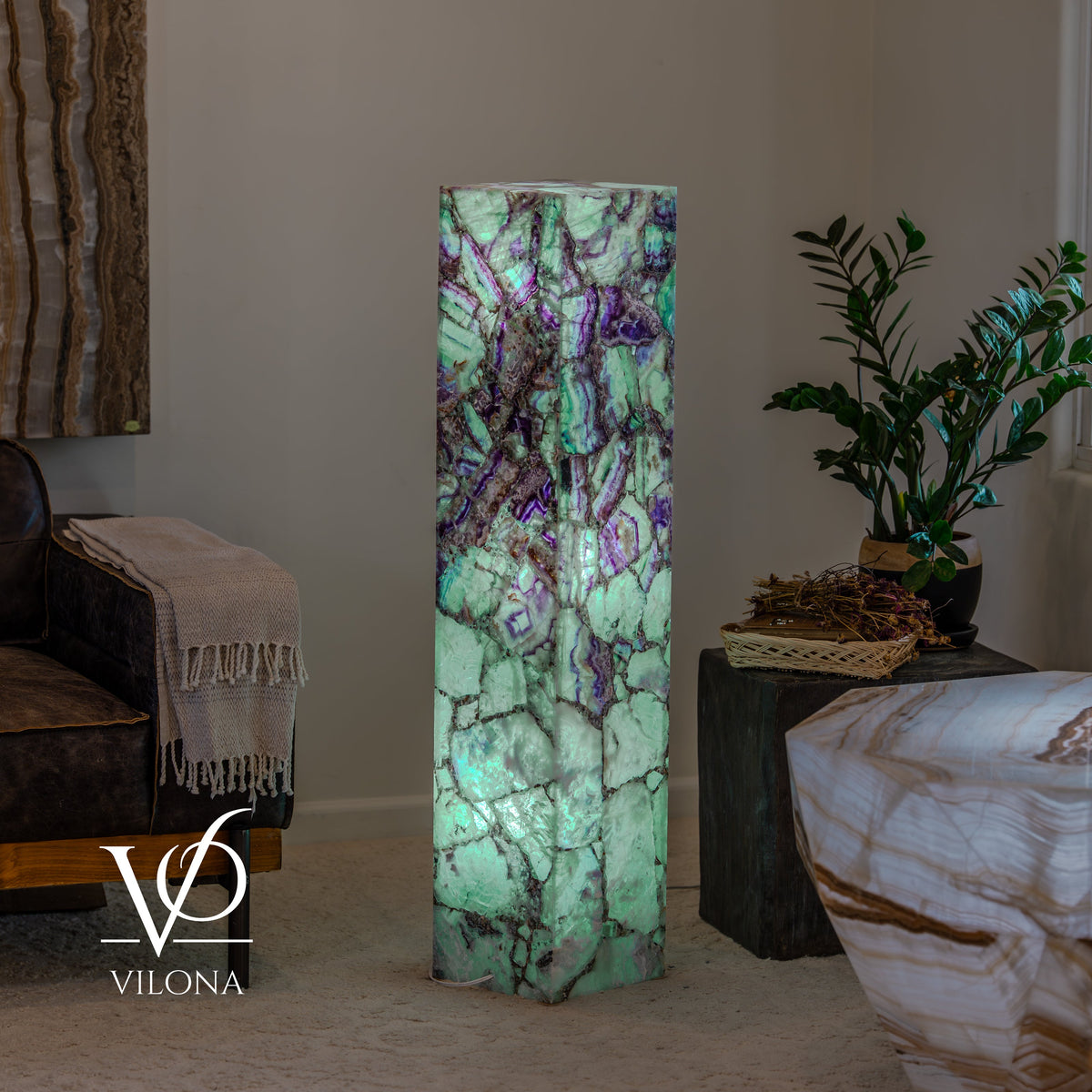 Fluorite Floor Lamp #7 – 47.5" Tall × 10" Square