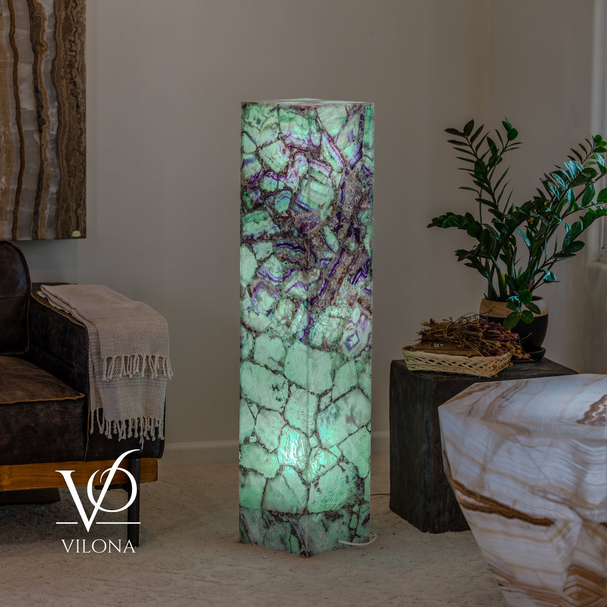 Fluorite Floor Lamp #7 – 47.5" Tall × 10" Square