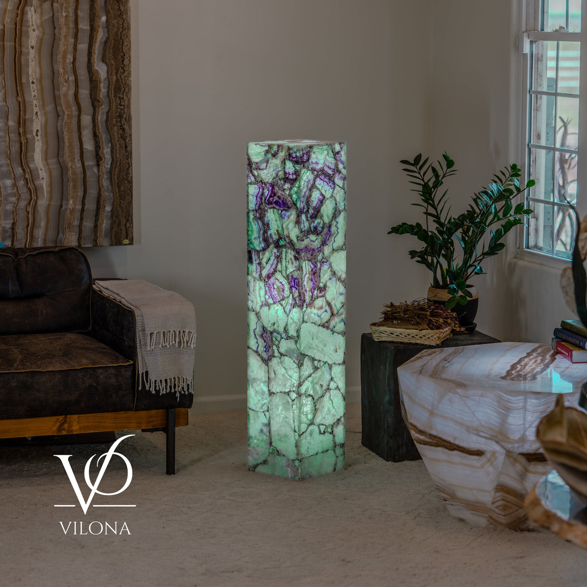 Fluorite Floor Lamp #7 – 47.5" Tall × 10" Square