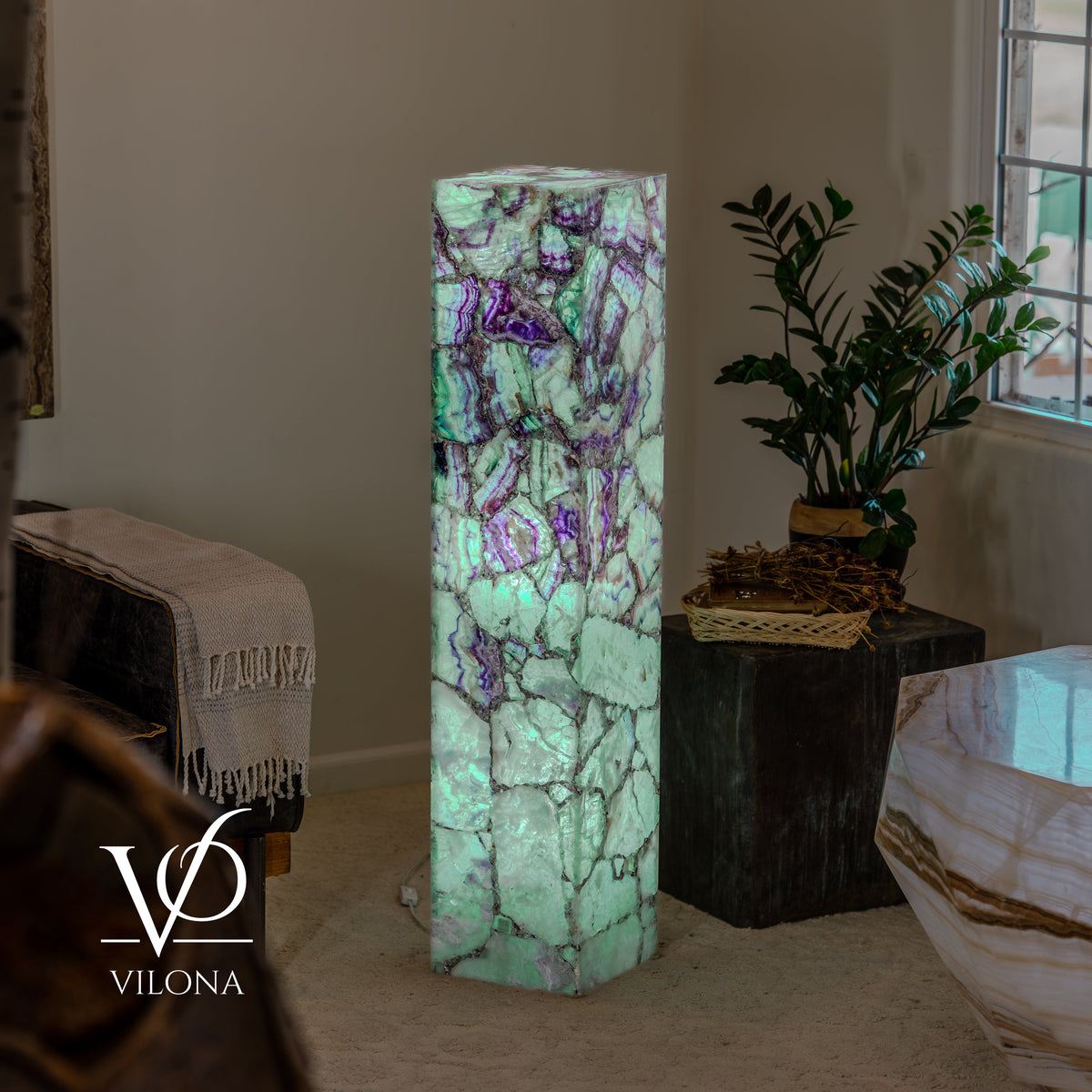 Fluorite Floor Lamp #7 – 47.5" Tall × 10" Square