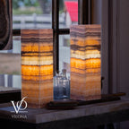 Aqua Onyx Square Table Lamp - 20" Tall, x 6"x 6" (Medium Pair #75)