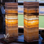 Aqua Onyx Square Table Lamp - 20" Tall, x 6"x 6" (Medium Pair #75)