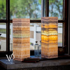 Aqua Onyx Square Table Lamp - 20" Tall, x 6"x 6" (Medium Pair #75)