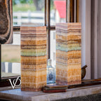 Aqua Onyx Square Table Lamp - 20" Tall, x 6"x 6" (Medium Pair #75)