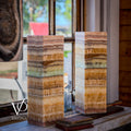 Aqua Onyx Square Table Lamp - 20" Tall, x 6"x 6" (Medium Pair #75)