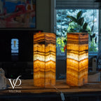 Aqua Onyx Square Table Lamp - 20" Tall, x 6"x 6" (Medium Pair #77)