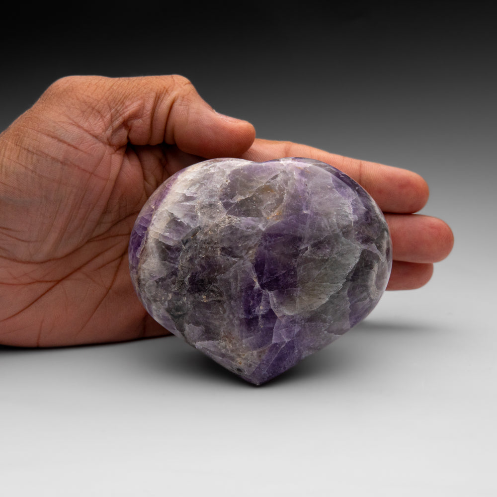 Polished Chevron Amethyst Heart from Brazil (381.7 grams)