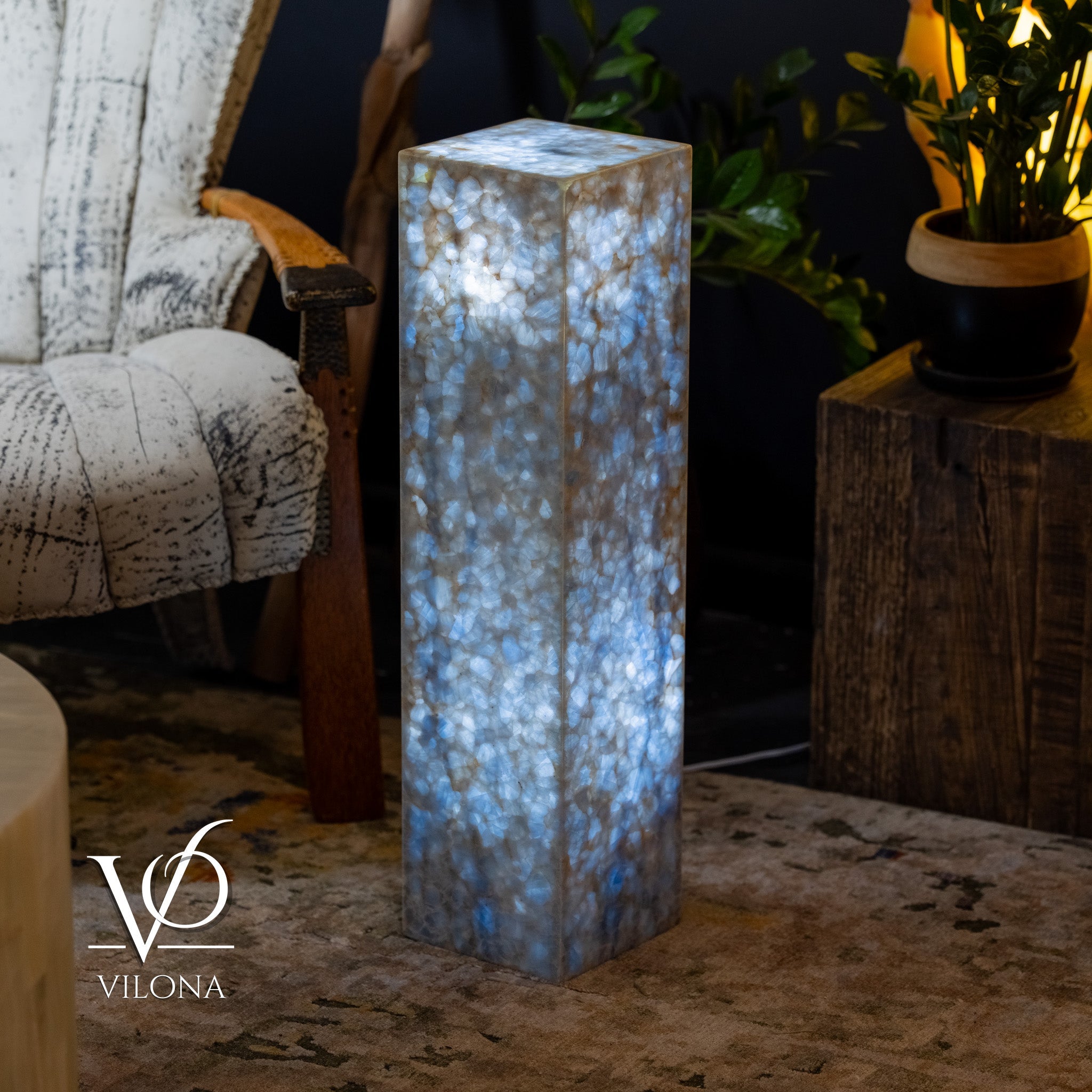 Arctic Onyx Floor Lamp - Small - 31.5"H x 8"W - Square - #3