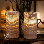 Divina Claire Onyx Table Lamp Pair – 22″ × 8″ Large Square #1