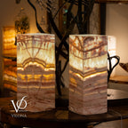 Divina Claire Onyx Table Lamp Pair – 22″ × 8″ Large Square #1