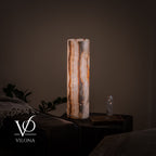 White Ice Onyx Cylinder Table Lamp – 20″ Tall × 5.5″ Diameter