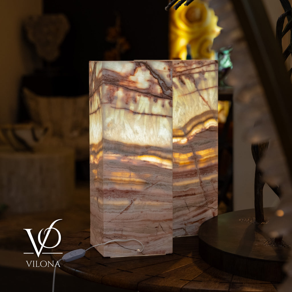 Divina Claire Onyx Table Lamp Pair – 22″ × 8″ Large Square #1