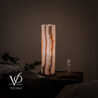 White Ice Onyx Cylinder Table Lamp – 20″ Tall × 5.5″ Diameter