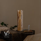 White Ice Onyx Cylinder Table Lamp – 20″ Tall × 5.5″ Diameter