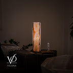 White Ice Onyx Cylinder Table Lamp – 20″ Tall × 5.5″ Diameter