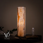 White Ice Onyx Cylinder Table Lamp – 20″ Tall × 5.5″ Diameter