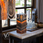 Tangerine Onyx Table Lamp – 16" Tall × 6" Square – One of a Kind #1