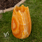Miami Sunset Onyx Crown Lamps - Sculptural Natural Stone Pair