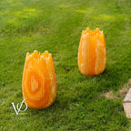 Miami Sunset Onyx Crown Lamps - Sculptural Natural Stone Pair