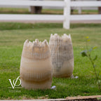 White Ice Onyx Crown Lamps - Sculptural Natural Stone Pair