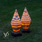 Sahara Onyx Bi-Pyramid Sculptural Lamp Pair – Natural Stone Lighting