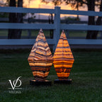 Sahara Onyx Bi-Pyramid Sculptural Lamp Pair – Natural Stone Lighting