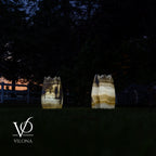 White Ice Onyx Crown Lamps - Sculptural Natural Stone Pair