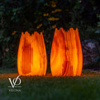 Miami Sunset Onyx Crown Lamps - Sculptural Natural Stone Pair