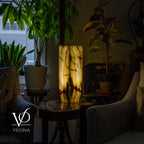 Bamboo Onyx Table Lamp – Dark Edition #1 – 19.75" Tall × 6" Wide