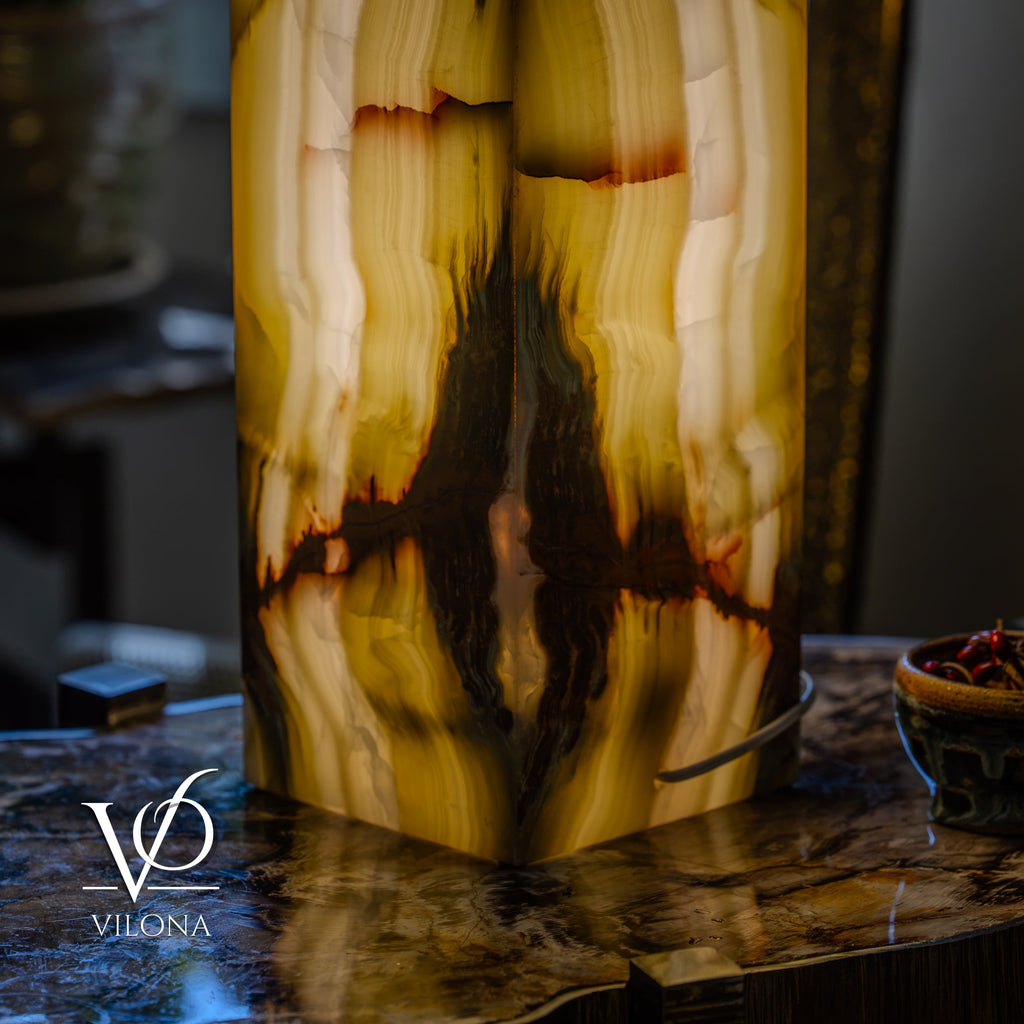 Bamboo Onyx Table Lamp – Dark Edition #1 – 19.75" Tall × 6" Wide