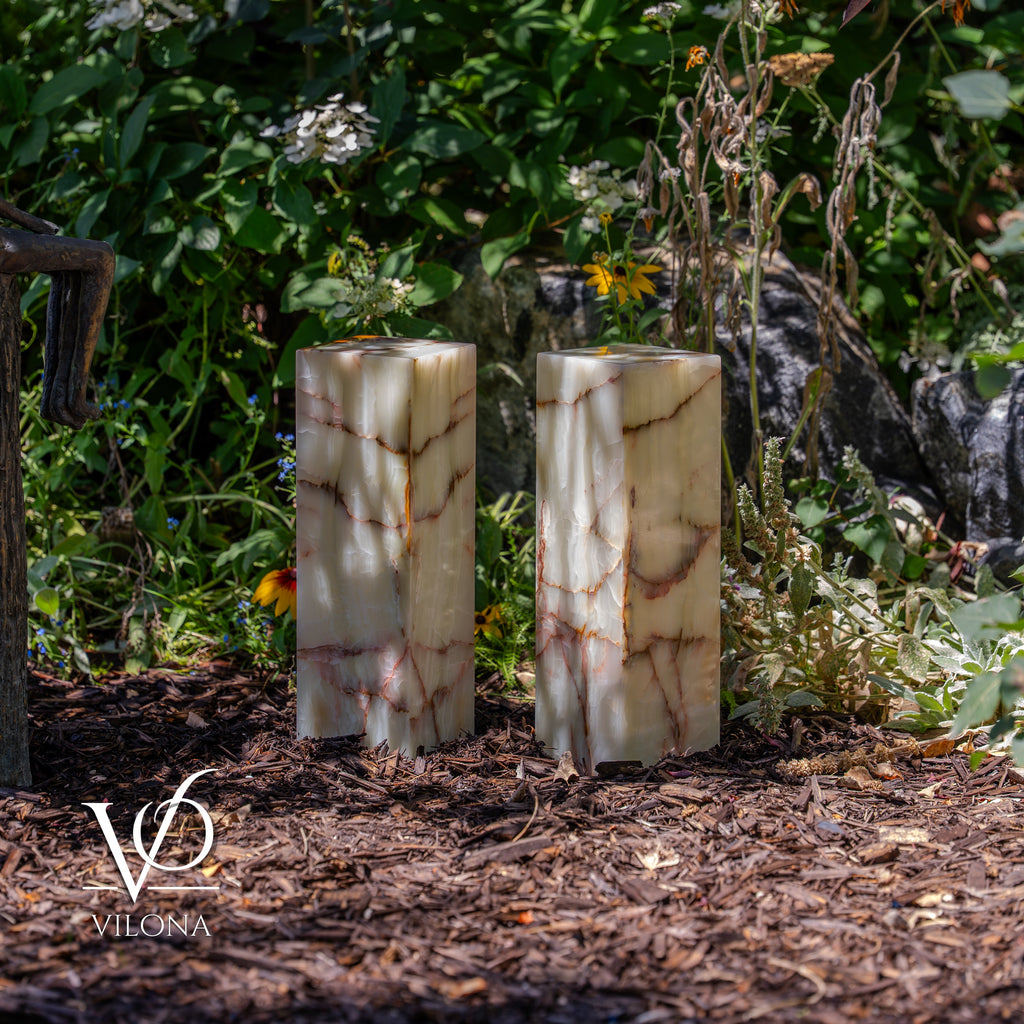 Bamboo Onyx Table Lamp Pair – Light Edition #2 – 19.75" Tall × 6" Wide Each