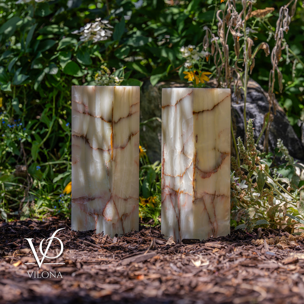 Bamboo Onyx Table Lamp Pair – Light Edition #2 – 19.75" Tall × 6" Wide Each
