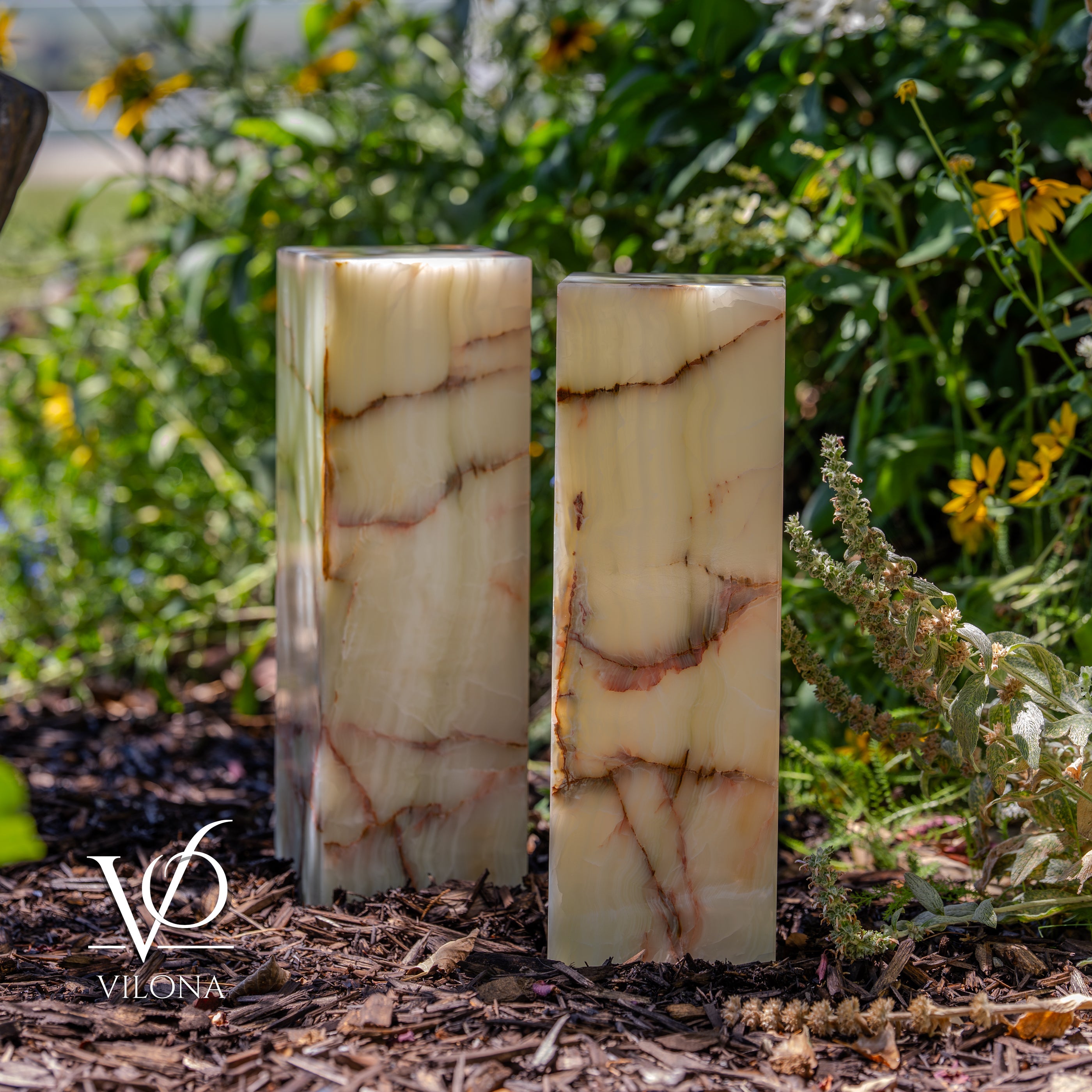 Bamboo Onyx Table Lamp Pair – Light Edition #2 – 19.75" Tall × 6" Wide Each