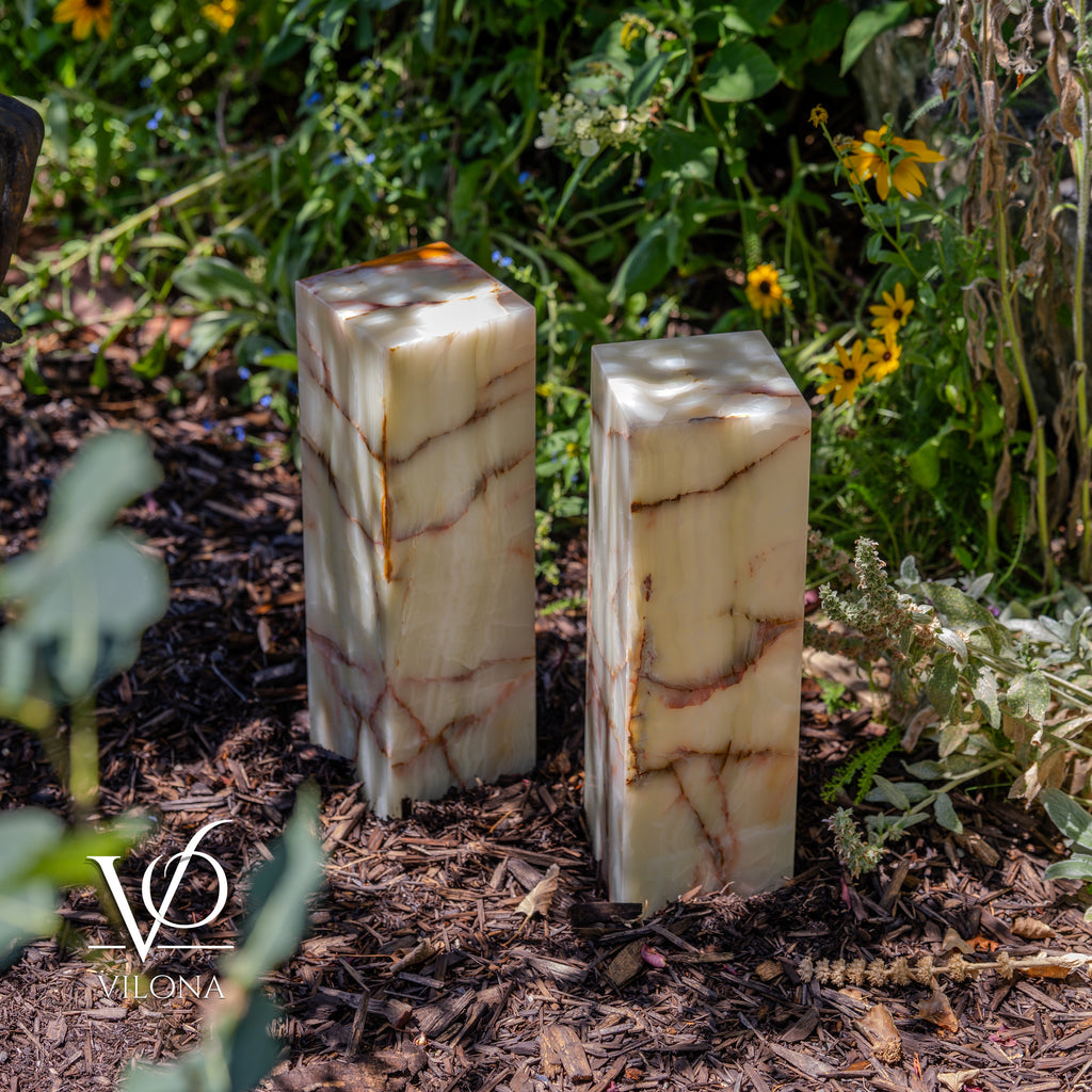 Bamboo Onyx Table Lamp Pair – Light Edition #2 – 19.75" Tall × 6" Wide Each