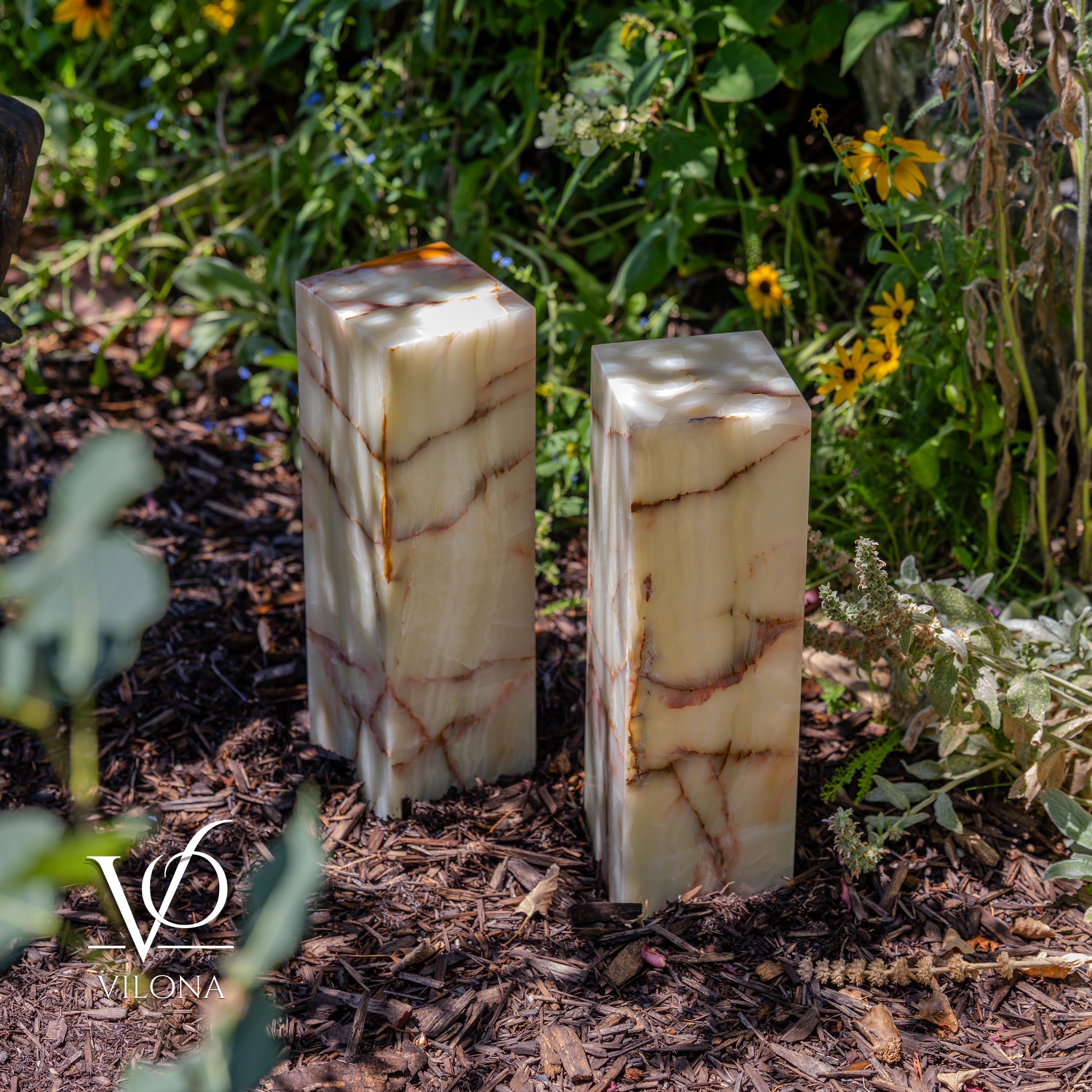 Bamboo Onyx Table Lamp Pair – Light Edition #2 – 19.75" Tall × 6" Wide Each