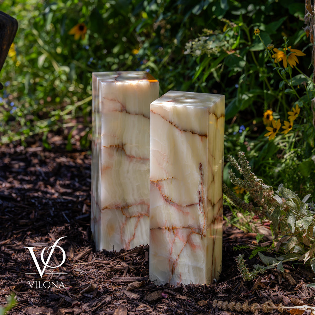Bamboo Onyx Table Lamp Pair – Light Edition #2 – 19.75" Tall × 6" Wide Each