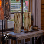 Bamboo Onyx Table Lamp Pair – Dark Edition #2 – 19.75" Tall × 6" Wide Each